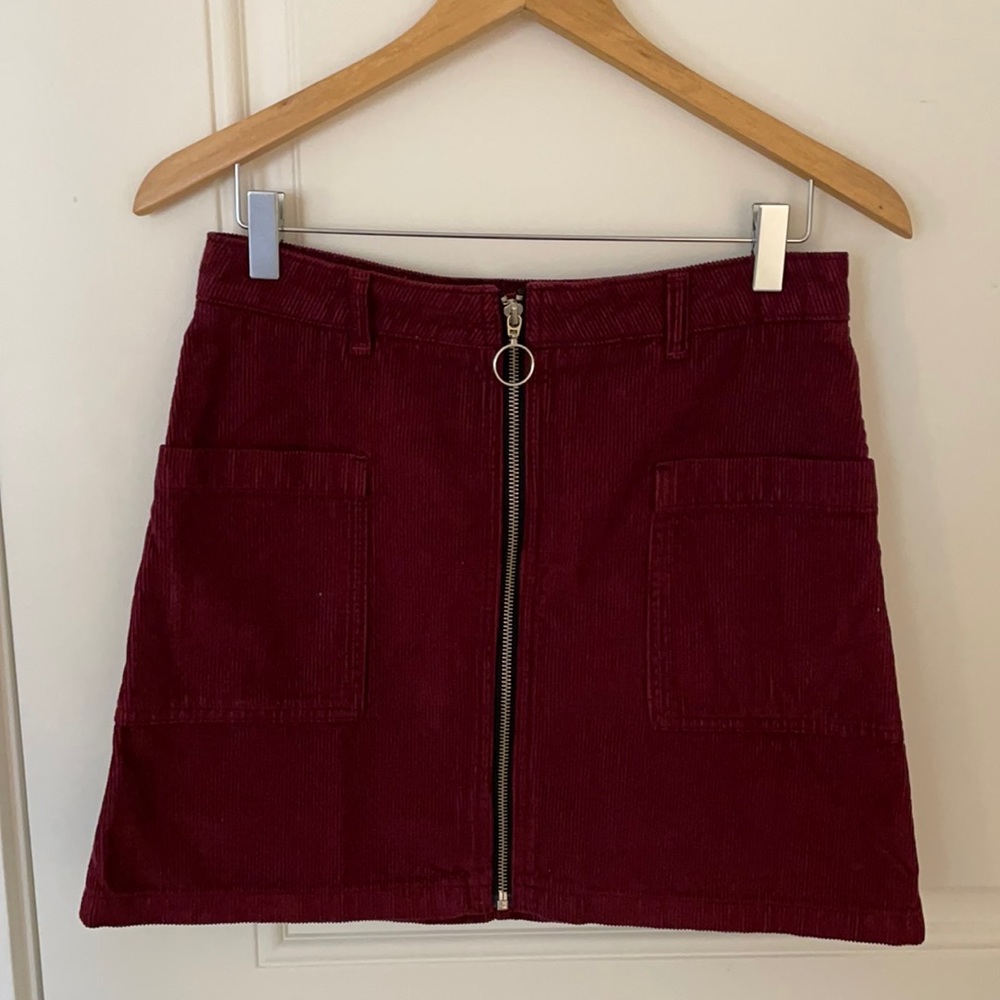 Topshop corduroy zip skirt